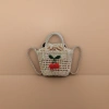 Beige woven bag with cherry decoration, hand-held shoulder bag details Picture